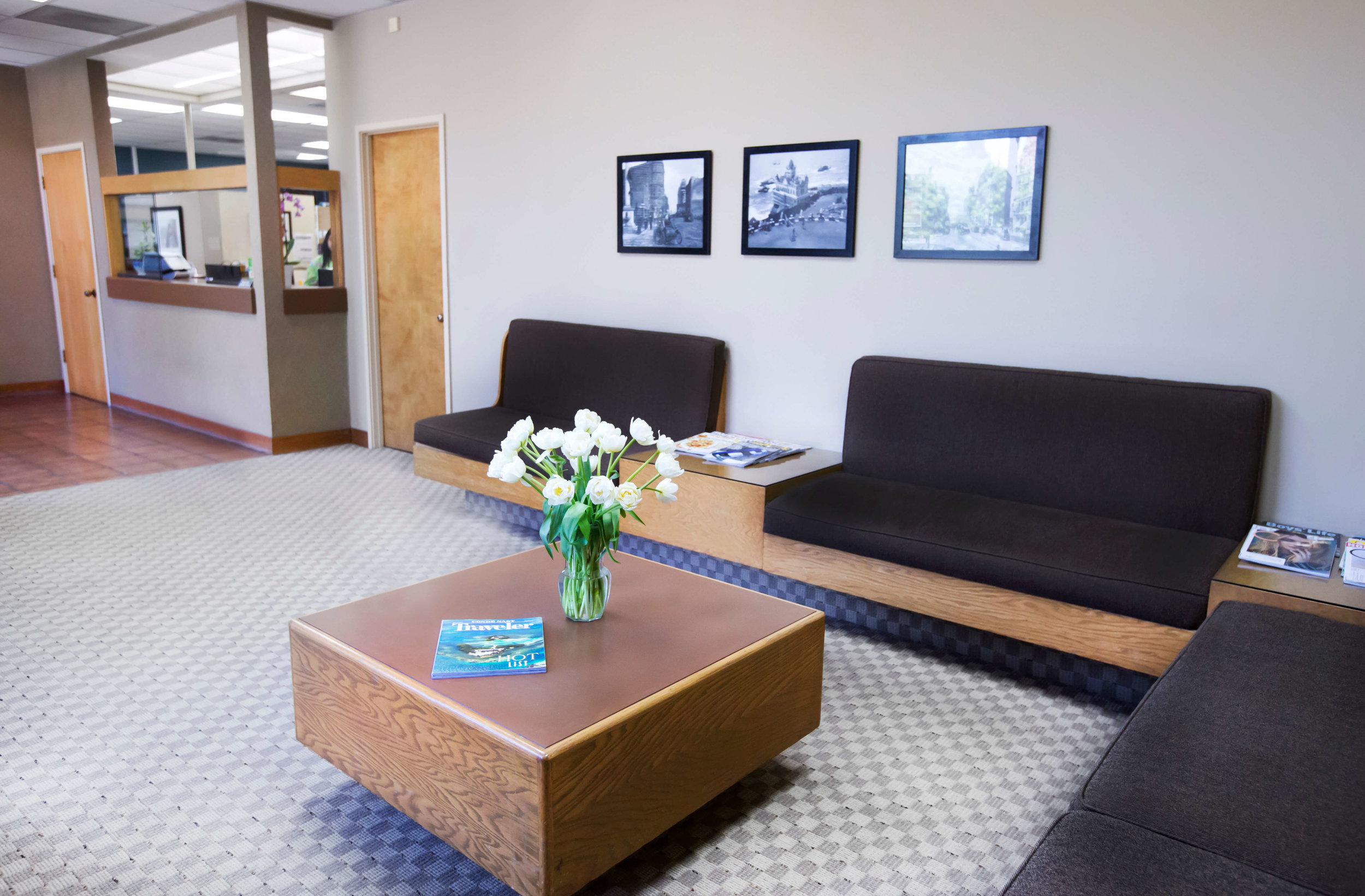 Gallery of dental office photos showing the waiting room
